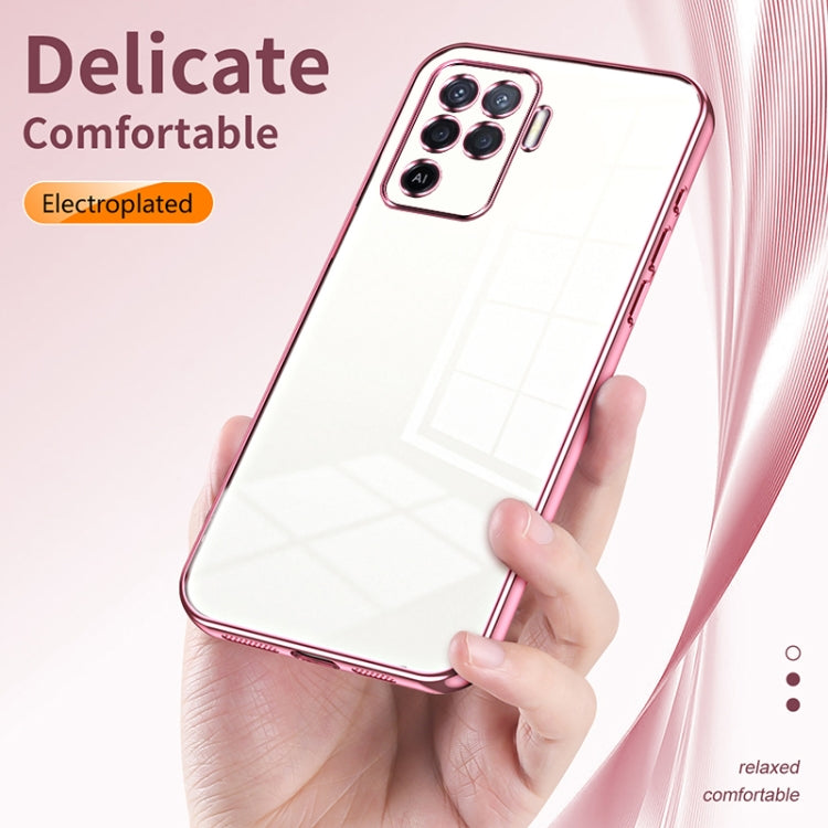 For OPPO A94 4G Transparent Plating Fine Hole Phone Case(Pink) - OPPO Cases by PMC Jewellery | Online Shopping South Africa | PMC Jewellery | Buy Now Pay Later Mobicred