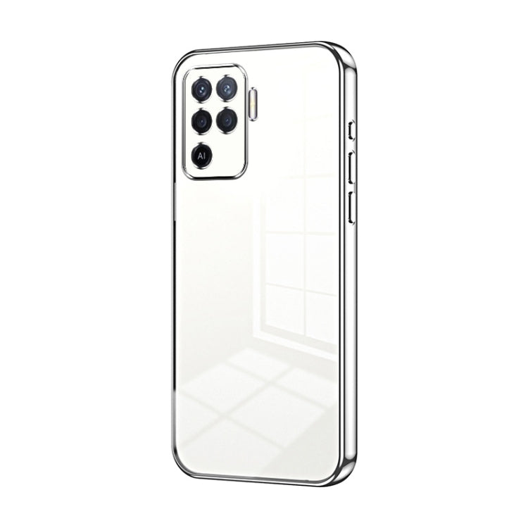 For OPPO A94 4G Transparent Plating Fine Hole Phone Case(Silver) - OPPO Cases by PMC Jewellery | Online Shopping South Africa | PMC Jewellery | Buy Now Pay Later Mobicred