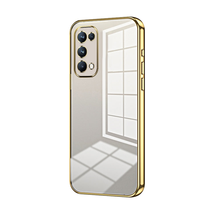 For OPPO Reno5 Pro Transparent Plating Fine Hole Phone Case(Gold) - OPPO Cases by PMC Jewellery | Online Shopping South Africa | PMC Jewellery | Buy Now Pay Later Mobicred