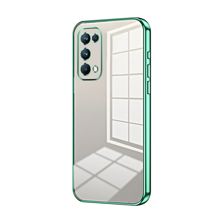 For OPPO Reno5 Pro Transparent Plating Fine Hole Phone Case(Green) - OPPO Cases by PMC Jewellery | Online Shopping South Africa | PMC Jewellery | Buy Now Pay Later Mobicred