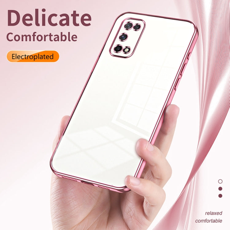 For OPPO K7x / Realme V5 5G Transparent Plating Fine Hole Phone Case(Pink) - OPPO Cases by PMC Jewellery | Online Shopping South Africa | PMC Jewellery | Buy Now Pay Later Mobicred