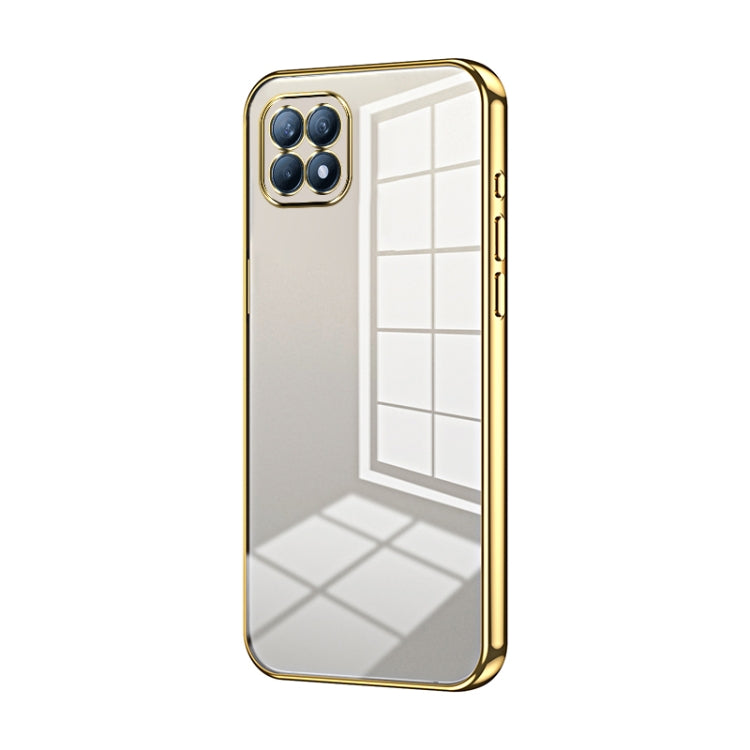 For OPPO Reno4 SE Transparent Plating Fine Hole Phone Case(Gold) - OPPO Cases by PMC Jewellery | Online Shopping South Africa | PMC Jewellery | Buy Now Pay Later Mobicred