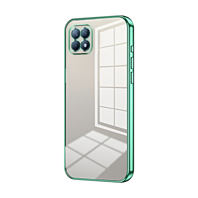For OPPO Reno4 SE Transparent Plating Fine Hole Phone Case(Green) - OPPO Cases by PMC Jewellery | Online Shopping South Africa | PMC Jewellery | Buy Now Pay Later Mobicred