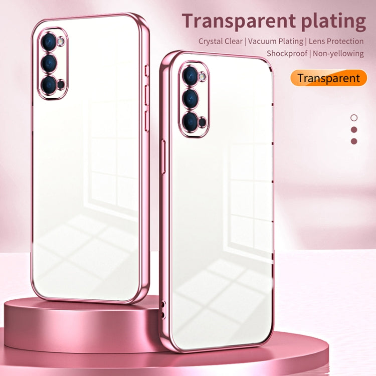 For OPPO Reno4 Transparent Plating Fine Hole Phone Case(Blue) - free shipping - PMC TechLife - Order now!