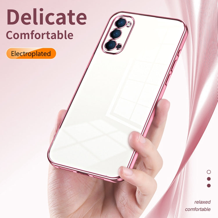 For OPPO Reno4 Transparent Plating Fine Hole Phone Case(Green) - OPPO Cases by PMC TechLife | Online Shopping South Africa | PMC TechLife | Buy Now Pay Later Mobicred