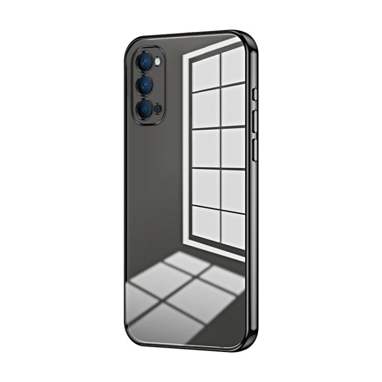 For OPPO Reno4 Transparent Plating Fine Hole Phone Case(Black) - OPPO Cases by PMC TechLife | Online Shopping South Africa | PMC TechLife | Buy Now Pay Later Mobicred