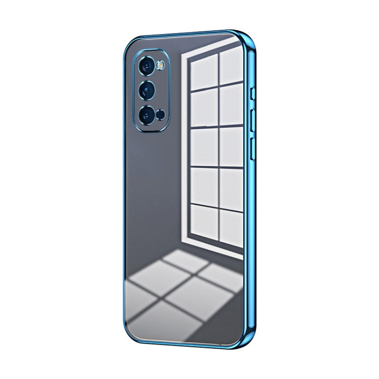 For OPPO Reno4 Pro Transparent Plating Fine Hole Phone Case(Blue) - OPPO Cases by PMC Jewellery | Online Shopping South Africa | PMC Jewellery | Buy Now Pay Later Mobicred