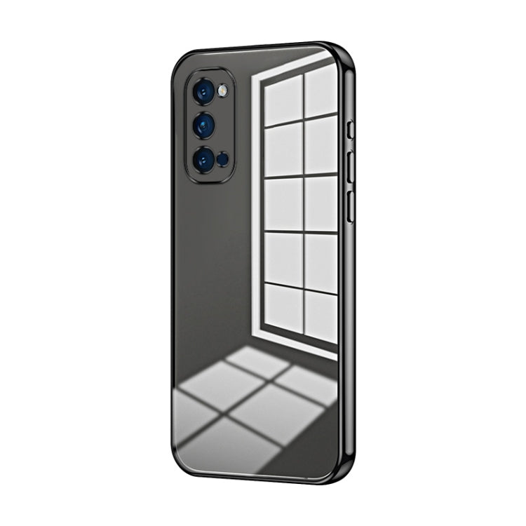 For OPPO Reno4 Pro Transparent Plating Fine Hole Phone Case(Black) - OPPO Cases by PMC TechLife | Online Shopping South Africa | PMC TechLife | Buy Now Pay Later Mobicred