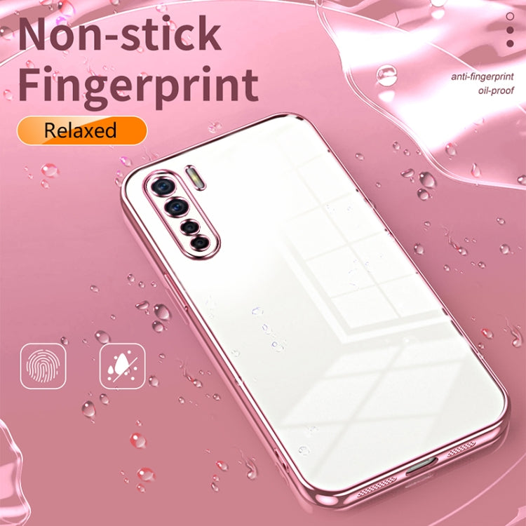 For OPPO Reno3 4G / F15 / A91 Transparent Plating Fine Hole Phone Case(Blue) - OPPO Cases by PMC TechLife | Online Shopping South Africa | PMC TechLife | Buy Now Pay Later Mobicred