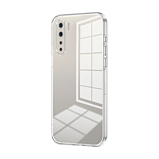 For OPPO Reno3 4G / F15 / A91 Transparent Plating Fine Hole Phone Case(Transparent) - OPPO Cases by PMC Jewellery | Online Shopping South Africa | PMC Jewellery | Buy Now Pay Later Mobicred