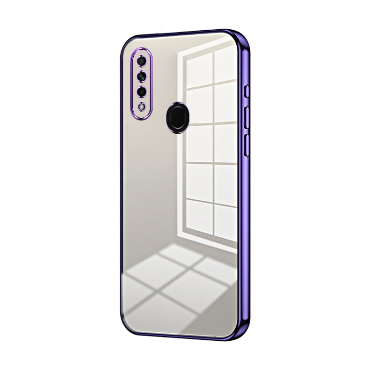 For OPPO A8 / A31 2020 Transparent Plating Fine Hole Phone Case(Purple) - OPPO Cases by PMC Jewellery | Online Shopping South Africa | PMC Jewellery | Buy Now Pay Later Mobicred
