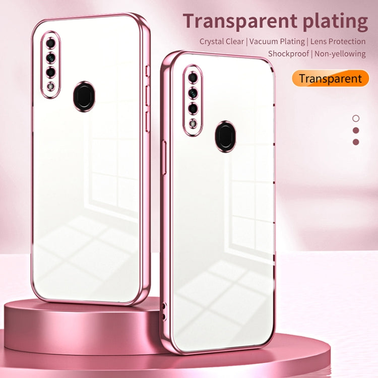 For OPPO A8 / A31 2020 Transparent Plating Fine Hole Phone Case(Pink) - OPPO Cases by PMC Jewellery | Online Shopping South Africa | PMC Jewellery | Buy Now Pay Later Mobicred
