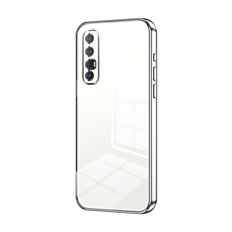 For OPPO Reno3 Pro Transparent Plating Fine Hole Phone Case(Silver) - OPPO Cases by PMC TechLife | Online Shopping South Africa | PMC TechLife | Buy Now Pay Later Mobicred