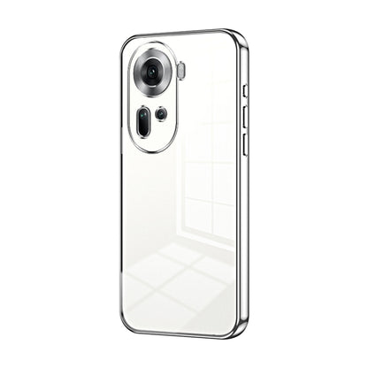 For OPPO Reno11 Global Transparent Plating Fine Hole Phone Case(Silver) - Reno11 Cases by PMC Jewellery | Online Shopping South Africa | PMC Jewellery | Buy Now Pay Later Mobicred