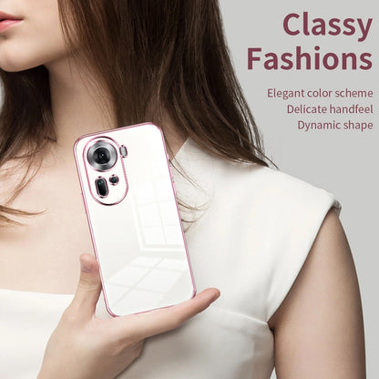 For OPPO Reno11 Global Transparent Plating Fine Hole Phone Case(Silver) - Reno11 Cases by PMC Jewellery | Online Shopping South Africa | PMC Jewellery | Buy Now Pay Later Mobicred