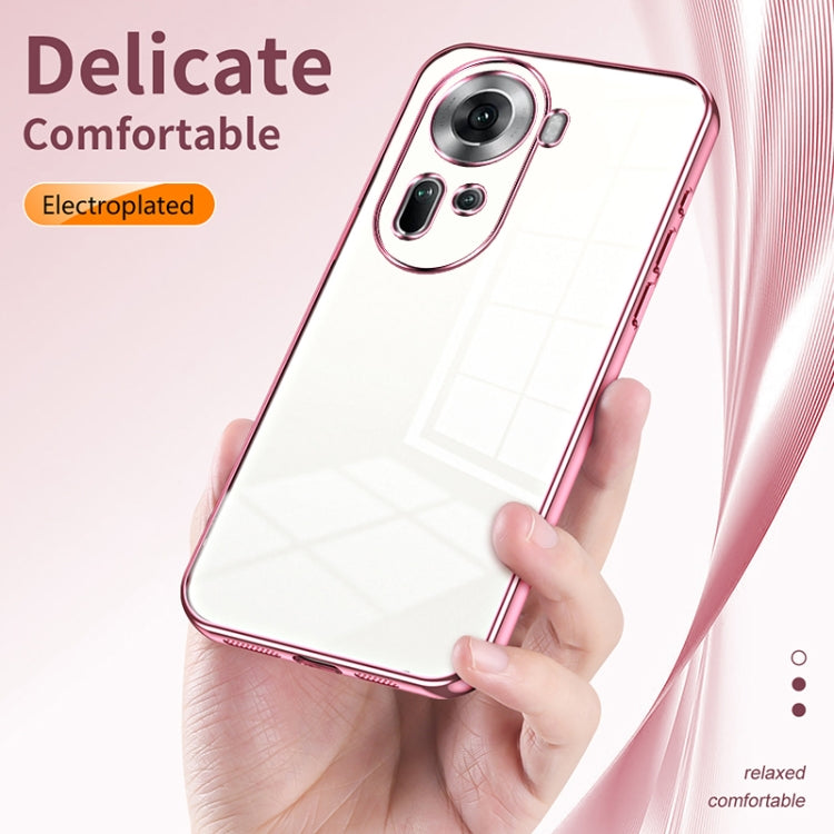 For OPPO Reno11 Global Transparent Plating Fine Hole Phone Case(Black) - OPPO Cases by PMC TechLife | Online Shopping South Africa | PMC TechLife | Buy Now Pay Later Mobicred