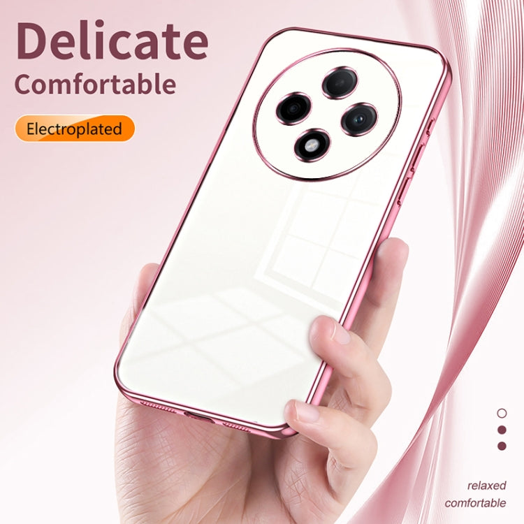 For OPPO A3 Pro Transparent Plating Fine Hole Phone Case(Pink) - OPPO Cases by PMC TechLife | Online Shopping South Africa | PMC TechLife | Buy Now Pay Later Mobicred