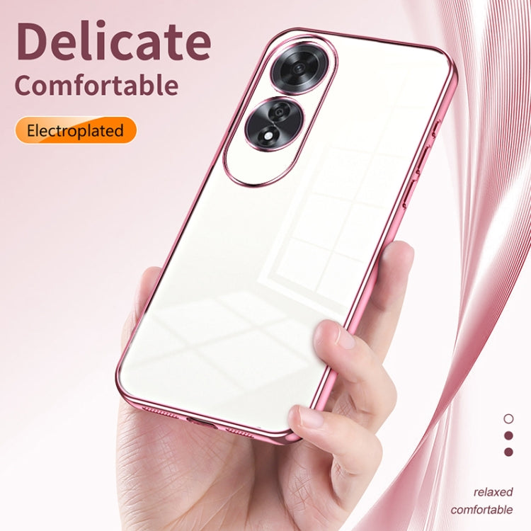 For OPPO A60 Transparent Plating Fine Hole Phone Case(Purple) - OPPO Cases by PMC Jewellery | Online Shopping South Africa | PMC Jewellery | Buy Now Pay Later Mobicred