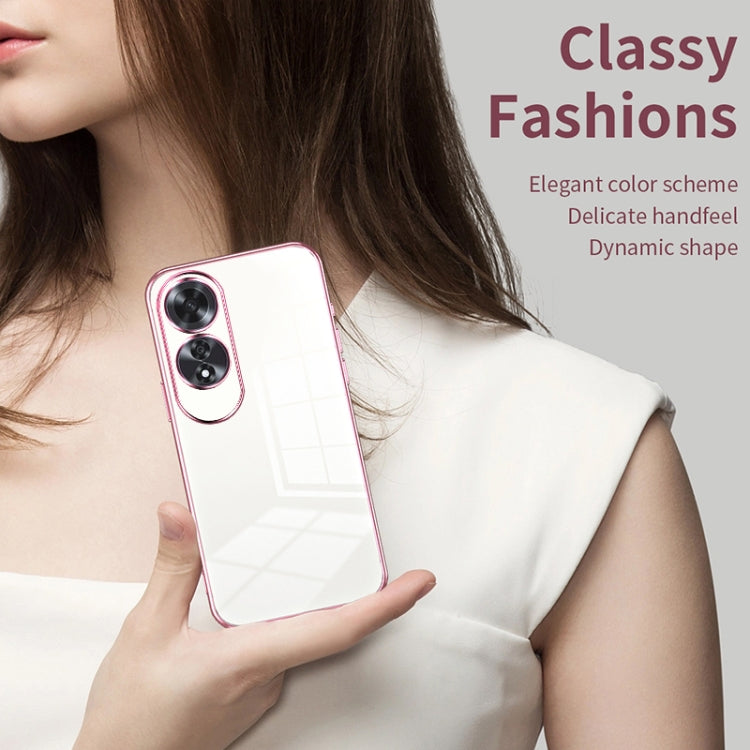 For OPPO A60 Transparent Plating Fine Hole Phone Case(Pink) - OPPO Cases by PMC TechLife | Online Shopping South Africa | PMC TechLife | Buy Now Pay Later Mobicred