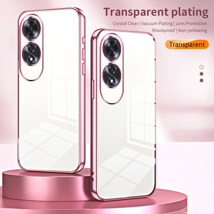 For OPPO A60 Transparent Plating Fine Hole Phone Case(Blue) - OPPO Cases by PMC TechLife | Online Shopping South Africa | PMC TechLife | Buy Now Pay Later Mobicred