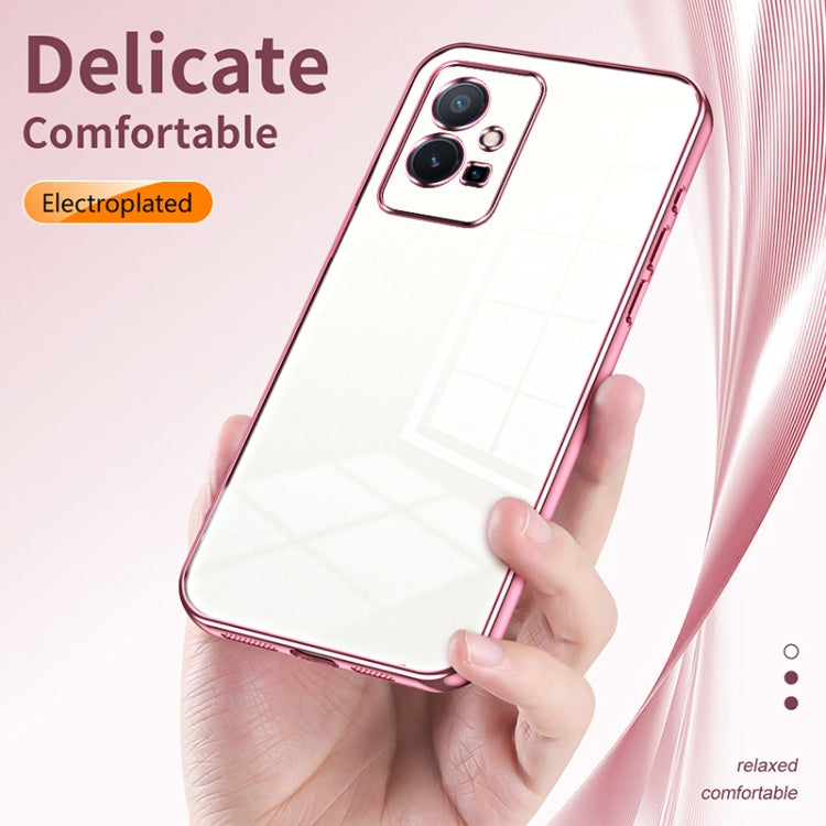 For vivo T1 5G Transparent Plating Fine Hole Phone Case(Blue) - vivo Cases by PMC TechLife | Online Shopping South Africa | PMC TechLife | Buy Now Pay Later Mobicred
