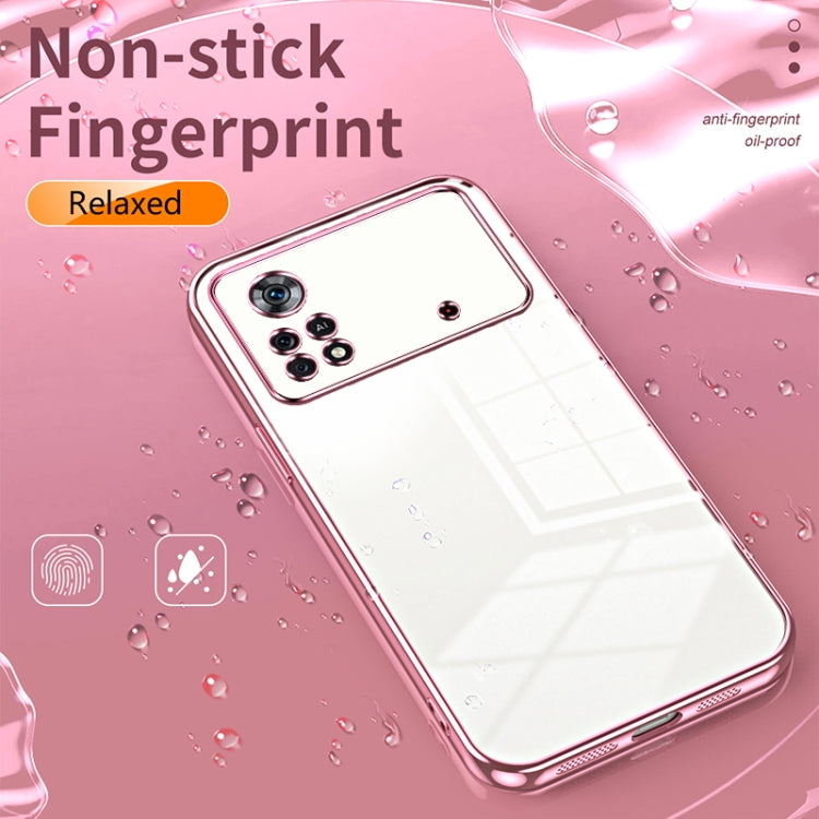 For Xiaomi Poco X4 Pro 5G Transparent Plating Fine Hole Phone Case(Blue) - Xiaomi Cases by PMC TechLife | Online Shopping South Africa | PMC TechLife