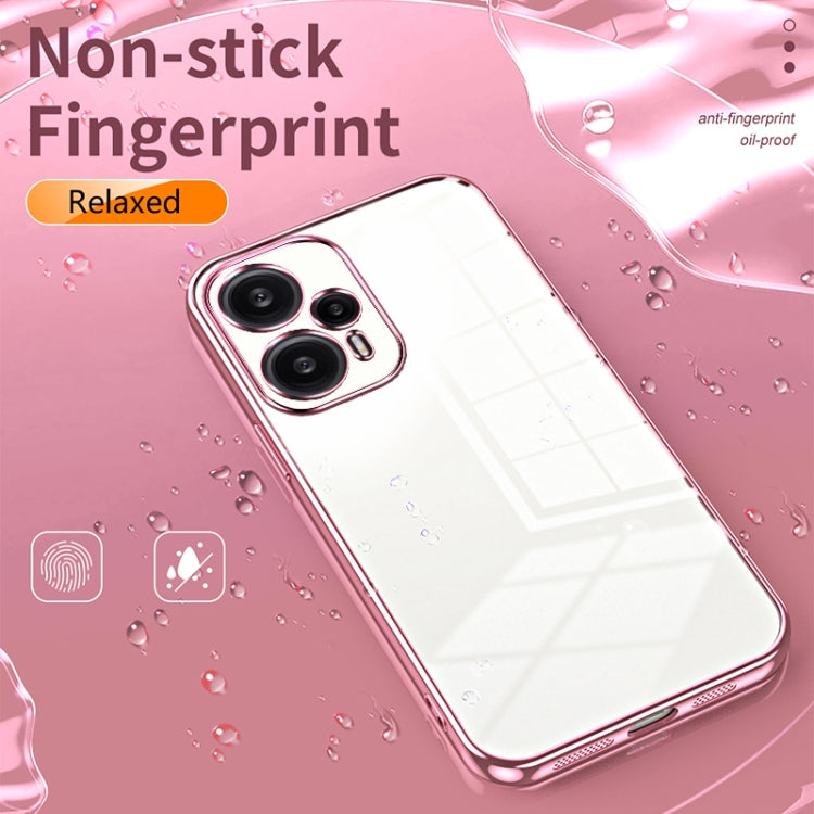 For Xiaomi Redmi Note 12 Turbo/Poco F5 Transparent Plating Fine Hole Phone Case(Pink) - Xiaomi Cases by PMC Jewellery | Online Shopping South Africa | PMC Jewellery | Buy Now Pay Later Mobicred