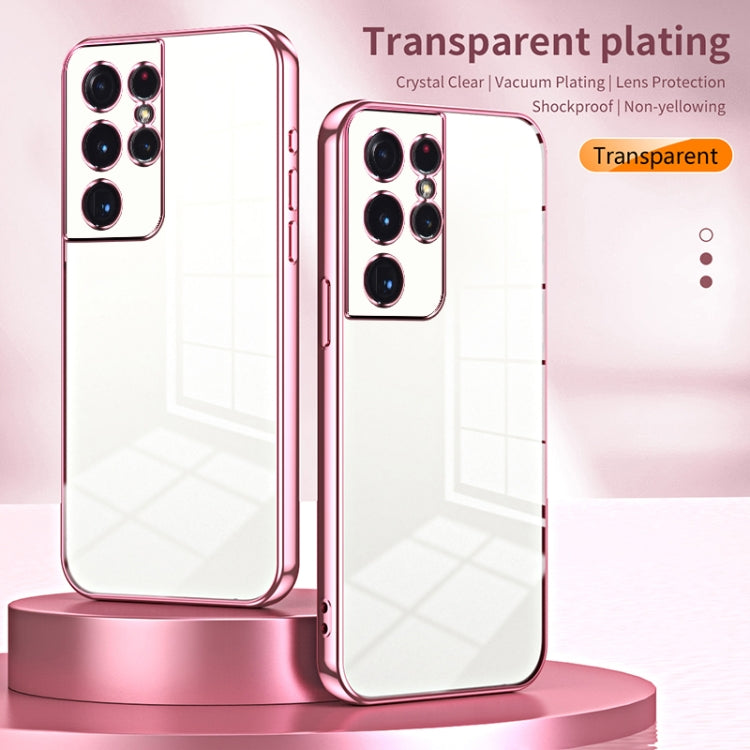 For Samsung Galaxy S21 Ultra 5G Transparent Plating Fine Hole Phone Case(Silver) - Galaxy S21 Ultra 5G Cases by PMC TechLife | Online Shopping South Africa | PMC TechLife | Buy Now Pay Later Mobicred