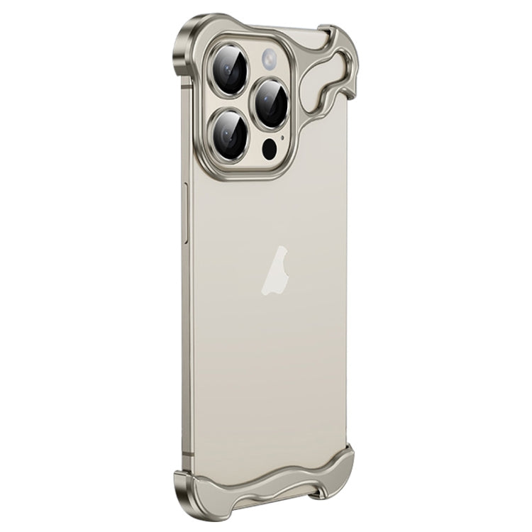 For iPhone 14 Pro Frameless Metal Corner Pad Phone Case with Lens Film(Grey) - iPhone 14 Pro Cases by PMC Jewellery | Online Shopping South Africa | PMC Jewellery | Buy Now Pay Later Mobicred