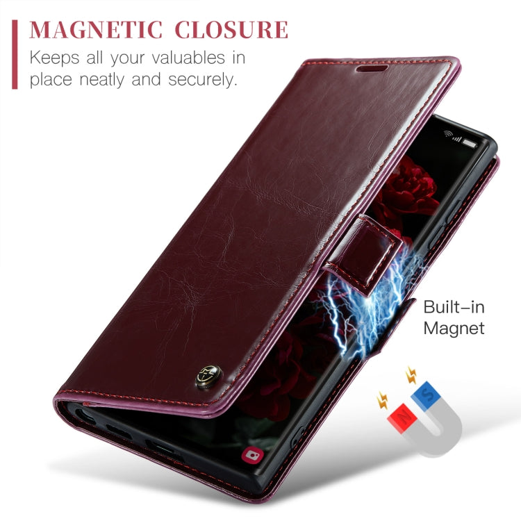 For Samsung Galaxy S24 Ultra 5G CaseMe 003 Crazy Horse Texture Flip Leather Phone Case(Mulberry Red) - Galaxy S24 Ultra 5G Cases by CaseMe | Online Shopping South Africa | PMC Jewellery | Buy Now Pay Later Mobicred