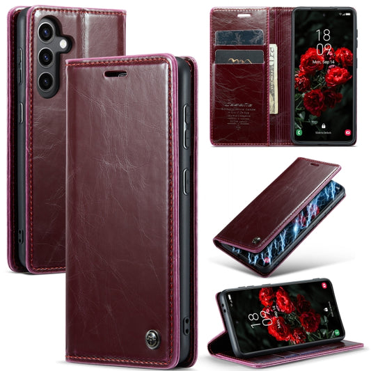 For Samsung Galaxy S24 5G CaseMe 003 Crazy Horse Texture Flip Leather Phone Case(Mulberry Red) - Galaxy S24 5G Cases by CaseMe | Online Shopping South Africa | PMC Jewellery | Buy Now Pay Later Mobicred