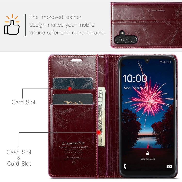 For Samsung Galaxy A15 CaseMe 003 Crazy Horse Texture Flip Leather Phone Case(Mulberry Red) - Galaxy Phone Cases by CaseMe | Online Shopping South Africa | PMC Jewellery | Buy Now Pay Later Mobicred