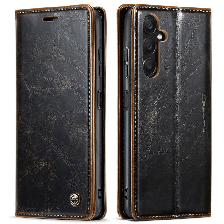 For Samsung Galaxy A25 CaseMe 003 Crazy Horse Texture Flip Leather Phone Case(Coffee) - Galaxy Phone Cases by CaseMe | Online Shopping South Africa | PMC Jewellery | Buy Now Pay Later Mobicred