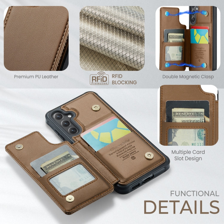 For Samsung Galaxy S24 5G CaseMe C22 PC+TPU Business Style RFID Anti-theft Leather Phone Case(Brown) - Galaxy S24 5G Cases by CaseMe | Online Shopping South Africa | PMC Jewellery | Buy Now Pay Later Mobicred