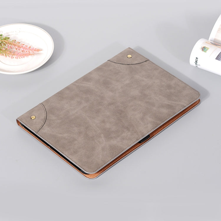 For Samsung Galaxy Tab S9 FE Retro Book Leather Tablet Case(Grey) - Galaxy Tab S9 FE by PMC Jewellery | Online Shopping South Africa | PMC Jewellery | Buy Now Pay Later Mobicred