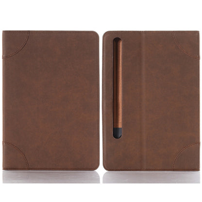 For Samsung Galaxy Tab S9 Retro Book Leather Tablet Case(Dark Brown) - Galaxy Tab S9 Cases by PMC Jewellery | Online Shopping South Africa | PMC Jewellery | Buy Now Pay Later Mobicred