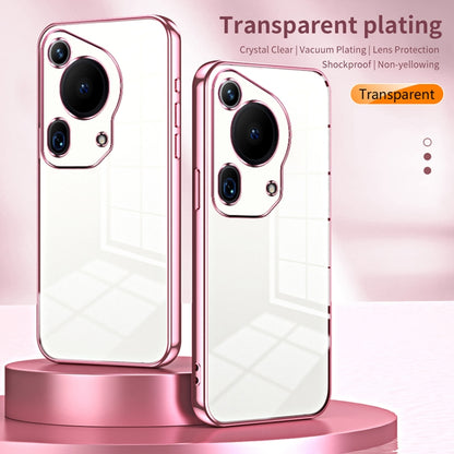 For Huawei Pura 70 Ultra Transparent Plating Fine Hole Phone Case(Pink) - Huawei Cases by PMC Jewellery | Online Shopping South Africa | PMC Jewellery | Buy Now Pay Later Mobicred