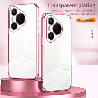 For Huawei Pura 70 Transparent Plating Fine Hole Phone Case(Pink) - Huawei Cases by PMC Jewellery | Online Shopping South Africa | PMC Jewellery | Buy Now Pay Later Mobicred