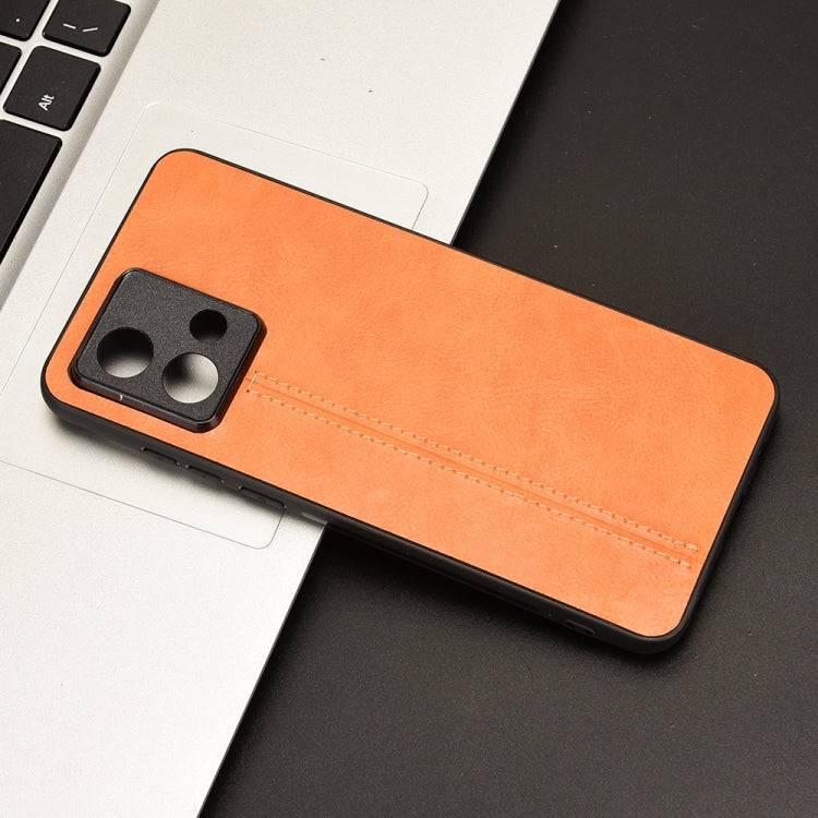 For Motorola Moto G84 5G Cow Pattern Sewing Back Cover Phone Case(Orange) - Motorola Cases by PMC TechLife | Online Shopping South Africa | PMC TechLife