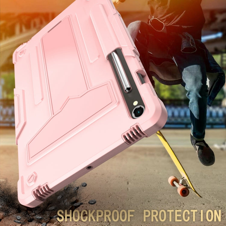 For Samsung Galaxy Tab S9 FE / S9 T Holder Robot Silicone Hybrid PC Tablet Case(Rose Gold) - free shipping - PMC Jewellery - Order now!