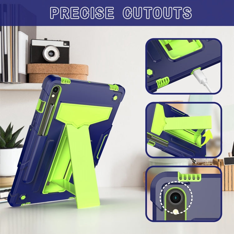 For Samsung Galaxy Tab S9 FE / S9 T Holder Robot Silicone Hybrid PC Tablet Case(Navy Yellow Green) - Galaxy Tab S9 Cases by PMC Jewellery | Online Shopping South Africa | PMC Jewellery | Buy Now Pay Later Mobicred