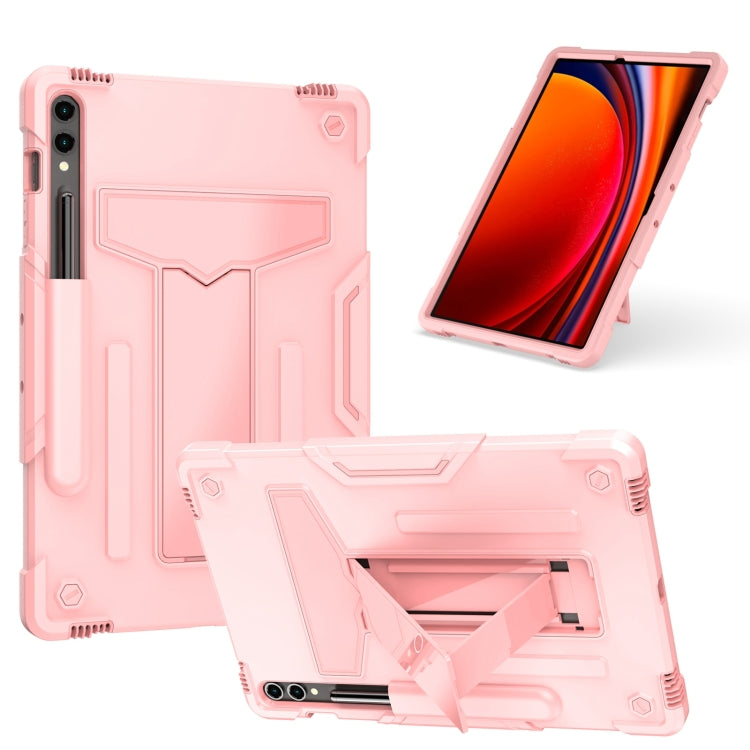 For Samsung Galaxy Tab S9 FE+ / S9+ T Holder Robot Silicone Hybrid PC Tablet Case(Rose Gold) - Galaxy Tab S9+ Cases by PMC Jewellery | Online Shopping South Africa | PMC Jewellery | Buy Now Pay Later Mobicred