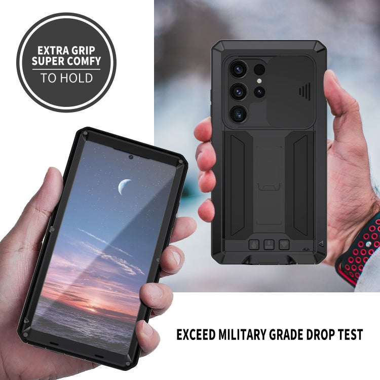 For Samsung Galaxy S24 Ultra 5G R-JUST Sliding Camera Life Waterproof Holder Phone Case(Black) - Galaxy S24 Ultra 5G Cases by R-JUST | Online Shopping South Africa | PMC Jewellery | Buy Now Pay Later Mobicred