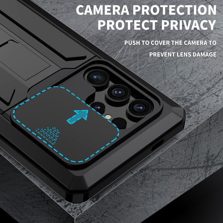 For Samsung Galaxy S24 Ultra 5G R-JUST Sliding Camera Life Waterproof Holder Phone Case(Black) - Galaxy S24 Ultra 5G Cases by R-JUST | Online Shopping South Africa | PMC Jewellery | Buy Now Pay Later Mobicred