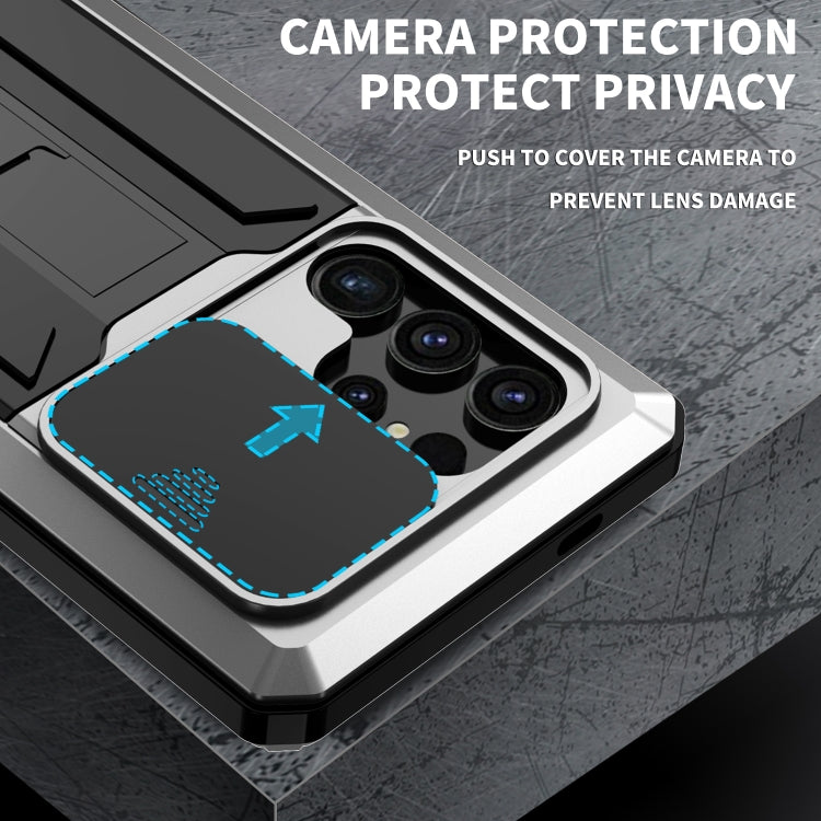 For Samsung Galaxy S24 Ultra 5G R-JUST Sliding Camera Life Waterproof Holder Phone Case(Silver) - Galaxy S24 Ultra 5G Cases by R-JUST | Online Shopping South Africa | PMC Jewellery | Buy Now Pay Later Mobicred