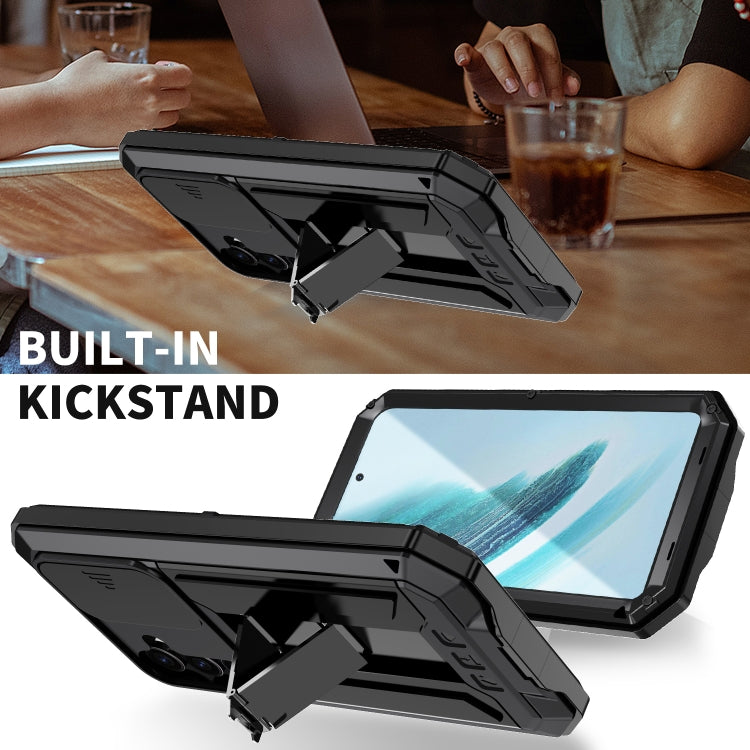 For Samsung Galaxy S24+ 5G R-JUST Sliding Camera Life Waterproof Holder Phone Case(Black) - Galaxy S24+ 5G Cases by R-JUST | Online Shopping South Africa | PMC TechLife | Buy Now Pay Later Mobicred