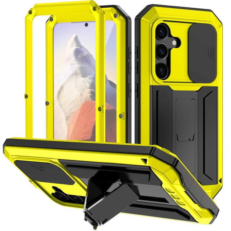 For Samsung Galaxy S24 5G R-JUST Sliding Camera Life Waterproof Holder Phone Case(Yellow) - Galaxy S24 5G Cases by R-JUST | Online Shopping South Africa | PMC Jewellery