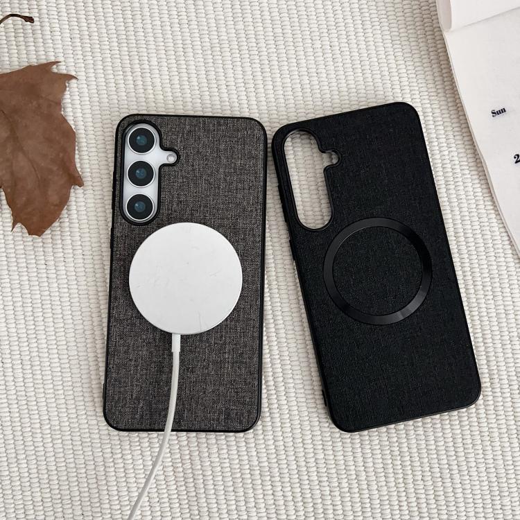 For Samsung Galaxy S25+ 5G Magsafe Magnetic Ring Cloth Texture Phone Case(Blue) - Galaxy S25+ 5G Cases by PMC TechLife | Online Shopping South Africa | PMC TechLife | Buy Now Pay Later Mobicred