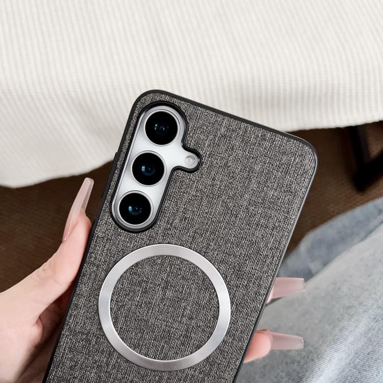 For Samsung Galaxy S25+ 5G Magsafe Magnetic Ring Cloth Texture Phone Case(Blue) - Galaxy S25+ 5G Cases by PMC TechLife | Online Shopping South Africa | PMC TechLife | Buy Now Pay Later Mobicred