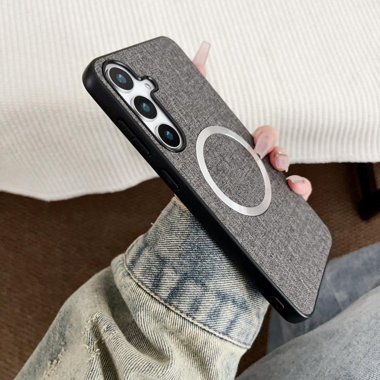 For Samsung Galaxy S25 5G Magsafe Magnetic Ring Cloth Texture Phone Case(Blue) - Galaxy S25 5G Cases by PMC TechLife | Online Shopping South Africa | PMC TechLife | Buy Now Pay Later Mobicred
